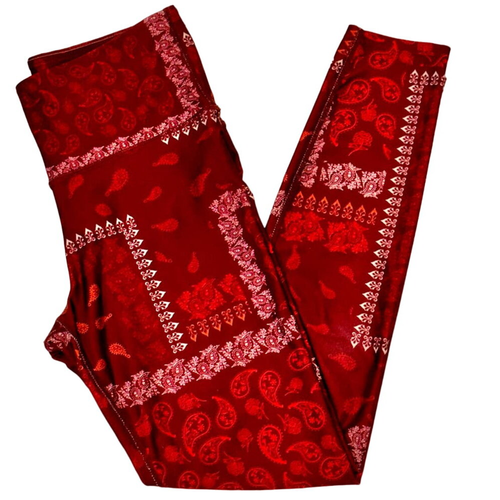 JoyLab Leggings High-Waisted Patterned Stretch Pants Size Small Red Athleisure